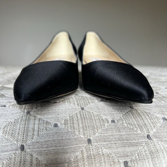 Michael Kors Black Satin Kitten Heel Pump Women 7 Pointed Toe Classic Minimalist - Picture 8 of 14